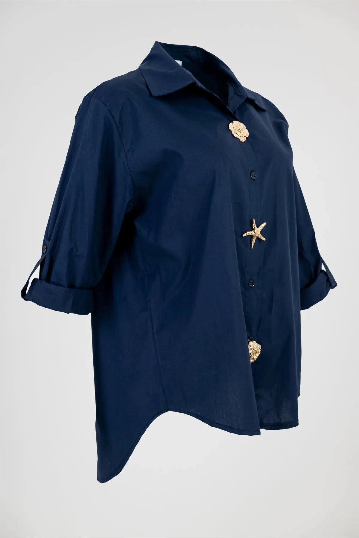 Дамска риза в тъмносиньо - Navy Charm-ризи-6Sense