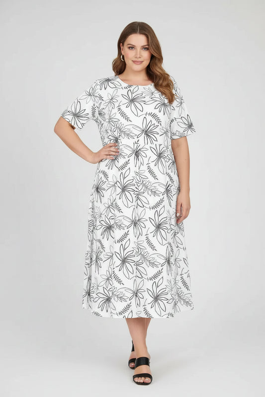Дамска рокля с флорален принт - Plus size - Flora Flow-рокли-6Sense