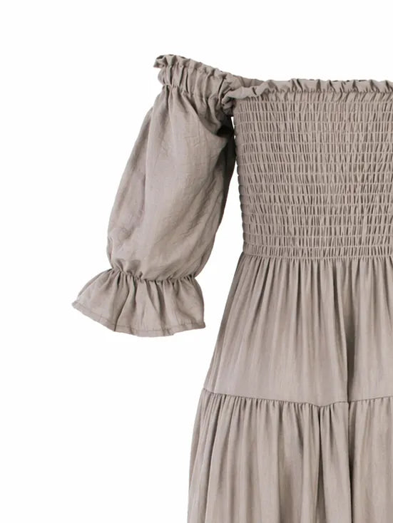 Дамска рокля с ластичен бюст и волани от памук – Soft Boho Touch-рокли-6Sense
