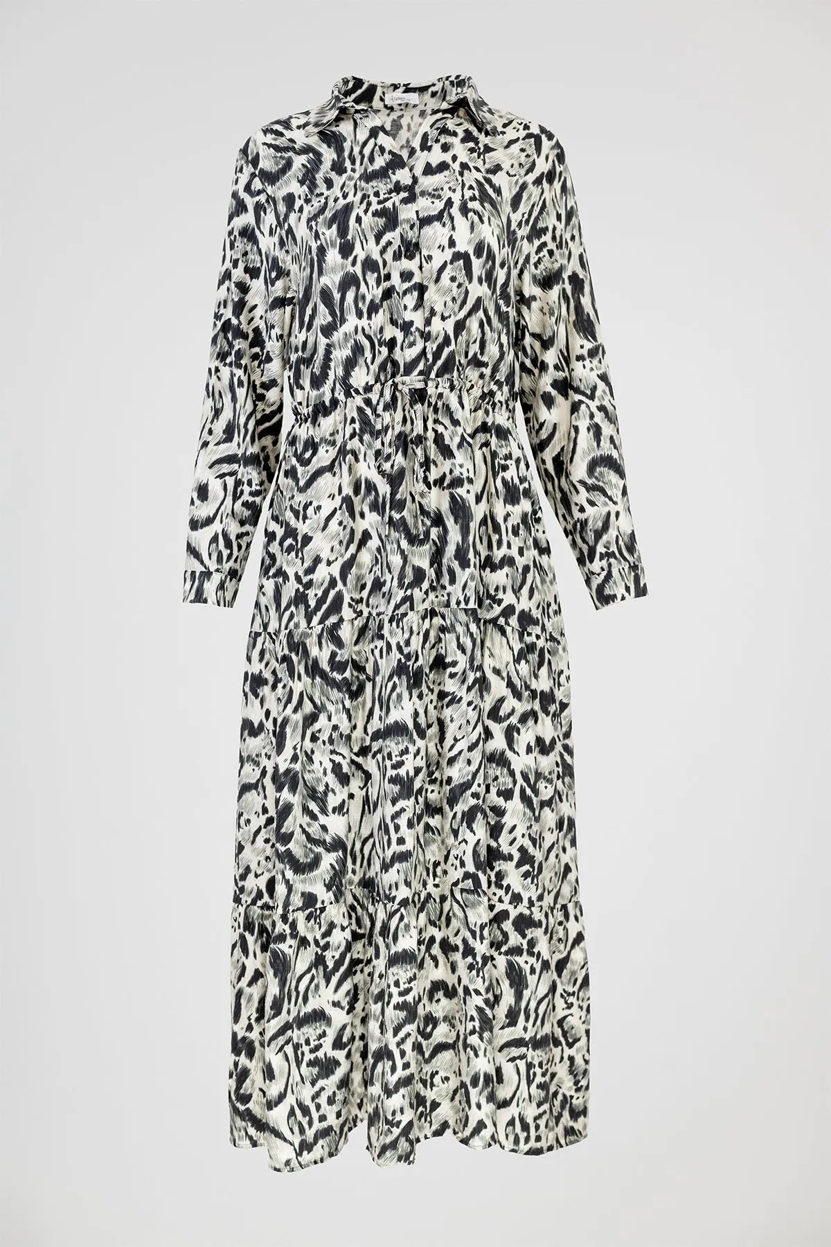 Дамска рокля с животински принт в черно и бяло - Black and white-рокли-6Sense