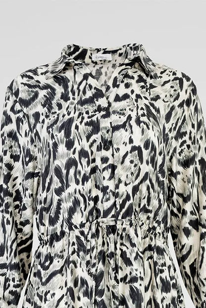 Дамска рокля с животински принт в черно и бяло - Black and white-рокли-6Sense