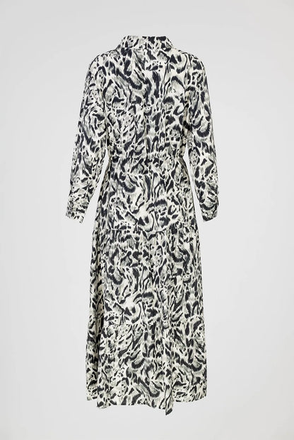 Дамска рокля с животински принт в черно и бяло - Black and white-рокли-6Sense
