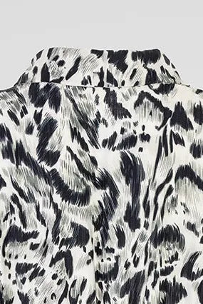 Дамска рокля с животински принт в черно и бяло - Black and white-рокли-6Sense