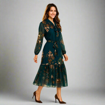 Дамска рокля в петролено зелено с подплата | колекция есен-зима 6Sense