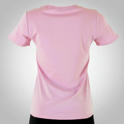 Chic pink women's t-shirt, soft cotton blend, with a classic fit.