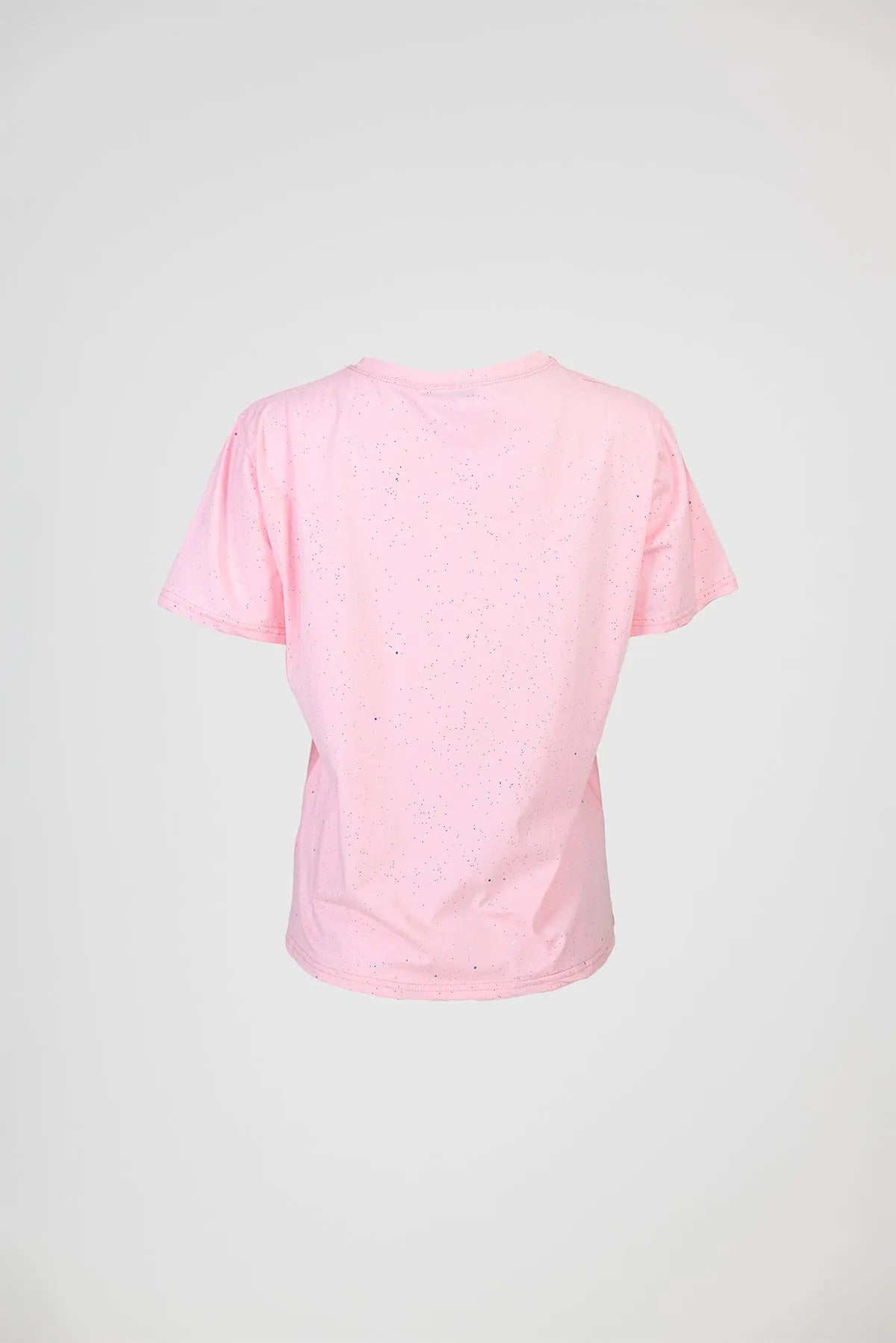 Дамска розова тениска с брокатен ефект – Pink Spark-Тениски-6Sense