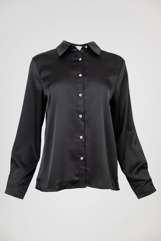 Дамска сатенена риза в черно – Black Satin Elegance-ризи-6Sense