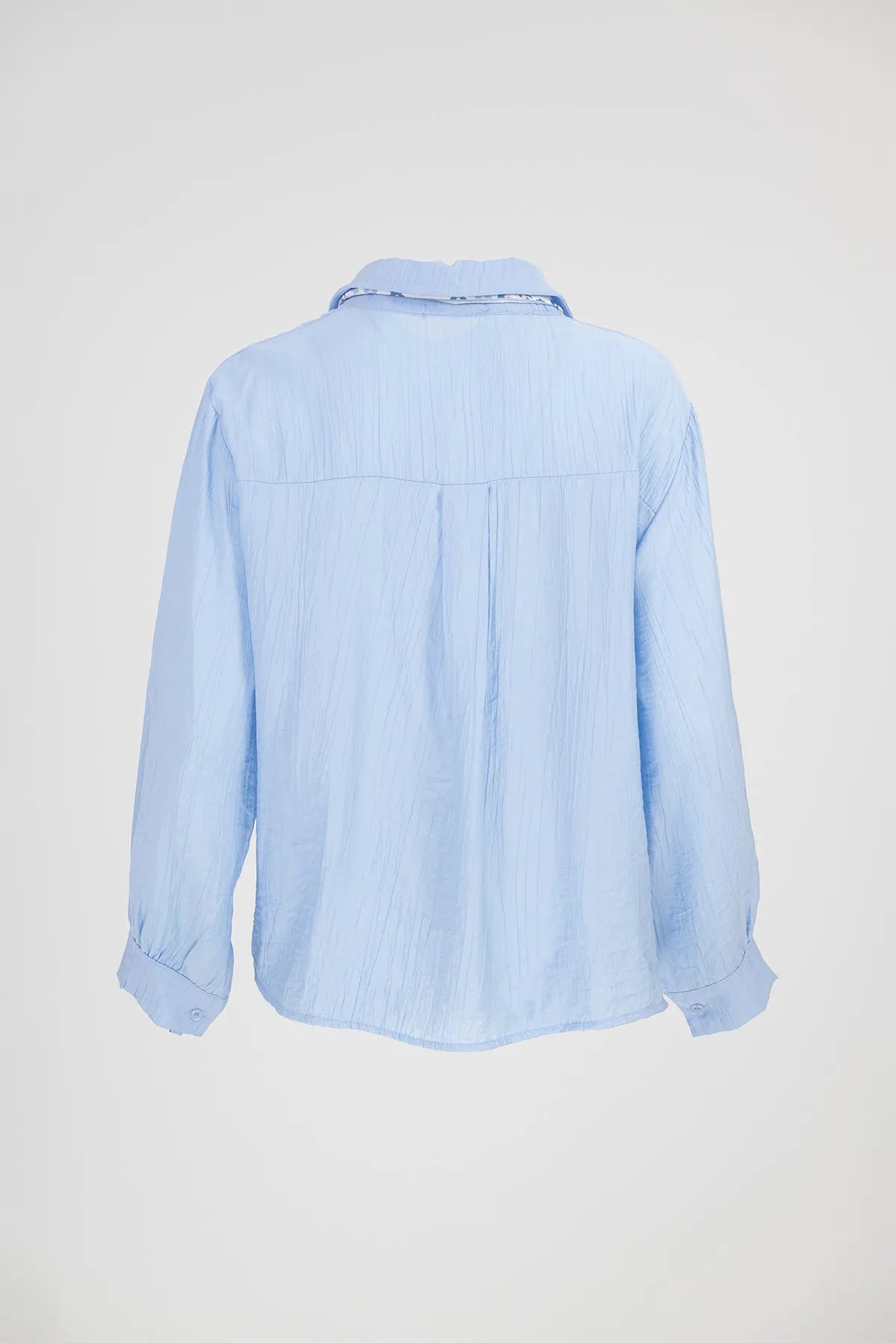 Дамска синя риза с вратовръзка - Sky Ribbon-ризи-6Sense