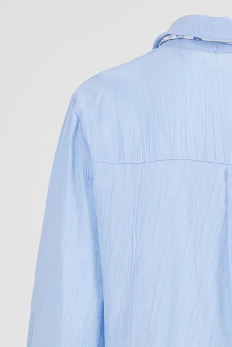 Дамска синя риза с вратовръзка - Sky Ribbon-ризи-6Sense