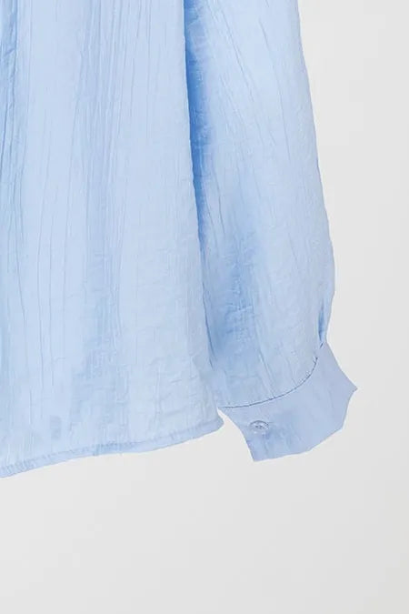 Дамска синя риза с вратовръзка - Sky Ribbon-ризи-6Sense