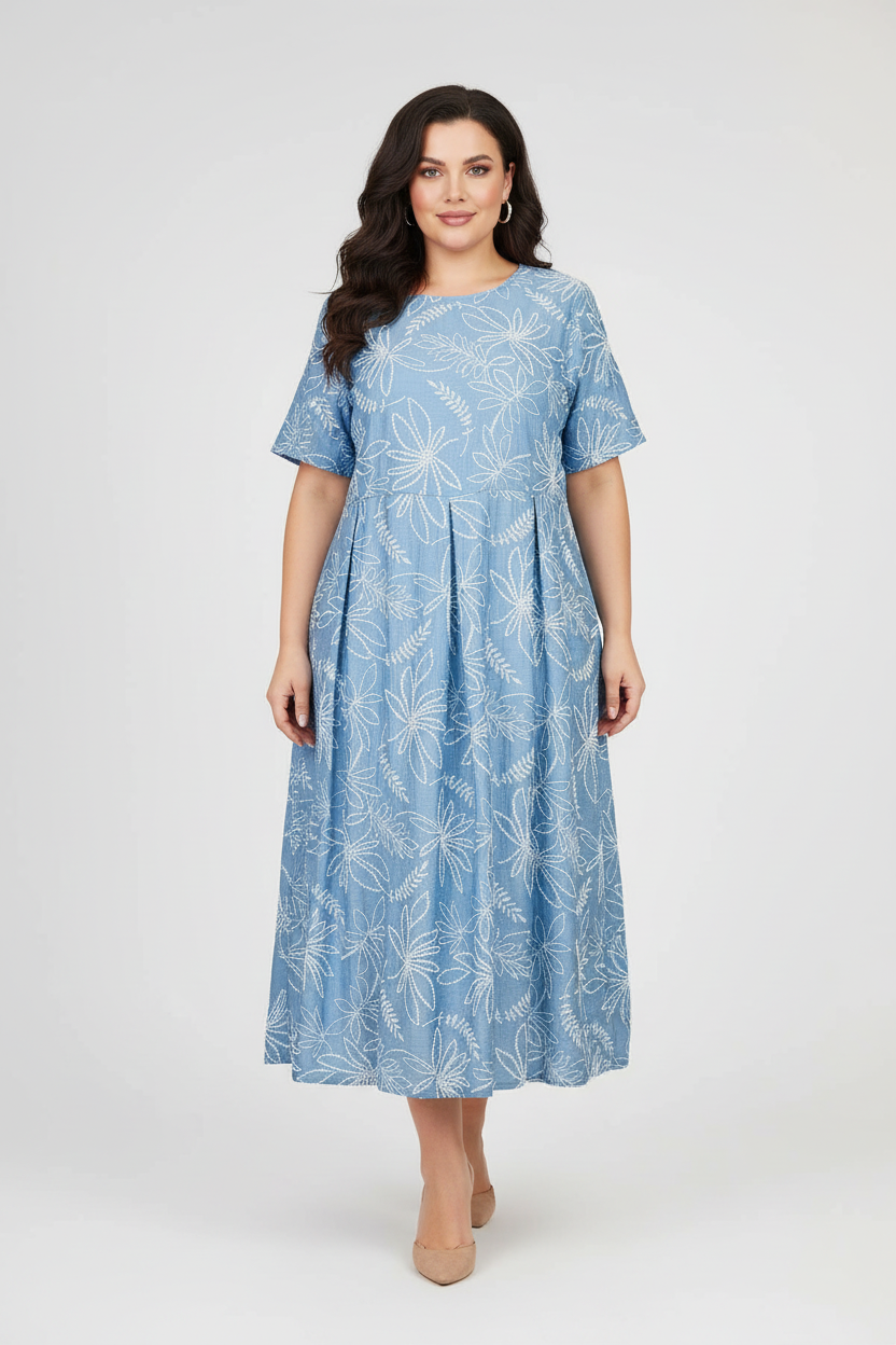 Дамска Плюс сайз рокля с флорален принт - Flora Flow