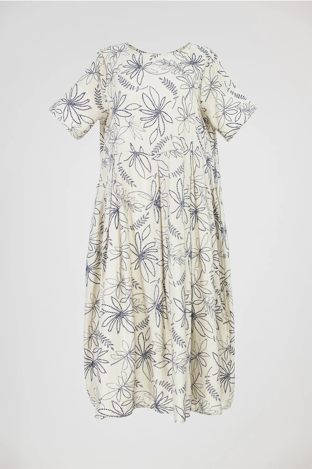 Дамска свободна рокля в бежово - Flora Flow – до 4XL-рокли-6Sense