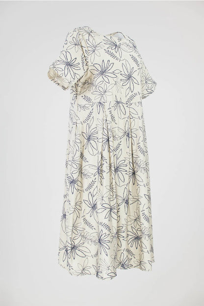 Дамска свободна рокля в бежово - Flora Flow – до 4XL-рокли-6Sense