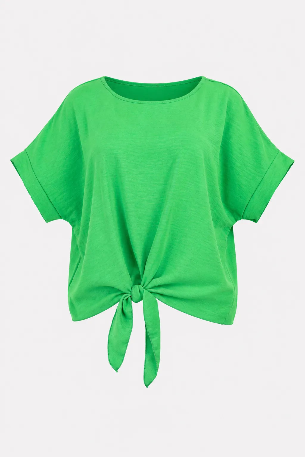 Дамска зелена блуза с връзка отпред – Emerald Ease-блузи-6Sense