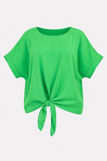 Дамска зелена блуза с връзка отпред – Emerald Ease-блузи-6Sense