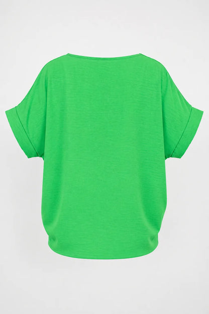 Дамска зелена блуза с връзка отпред – Emerald Ease-блузи-6Sense