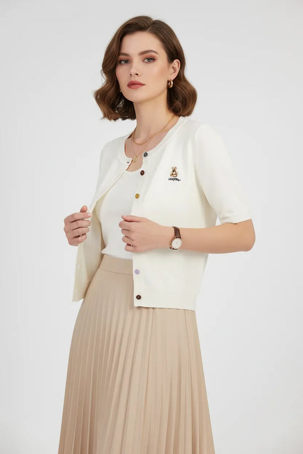 Дамска жилетка с къс ръкав - Ivory Chic-жилетки-6Sense