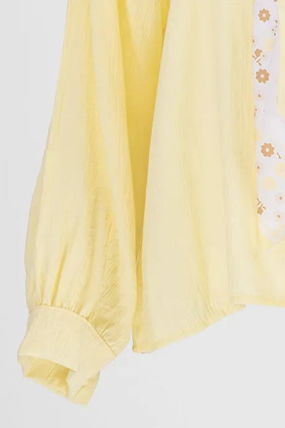 Дамска жълта риза с вратовръзка - Airy Scarf-ризи-6Sense