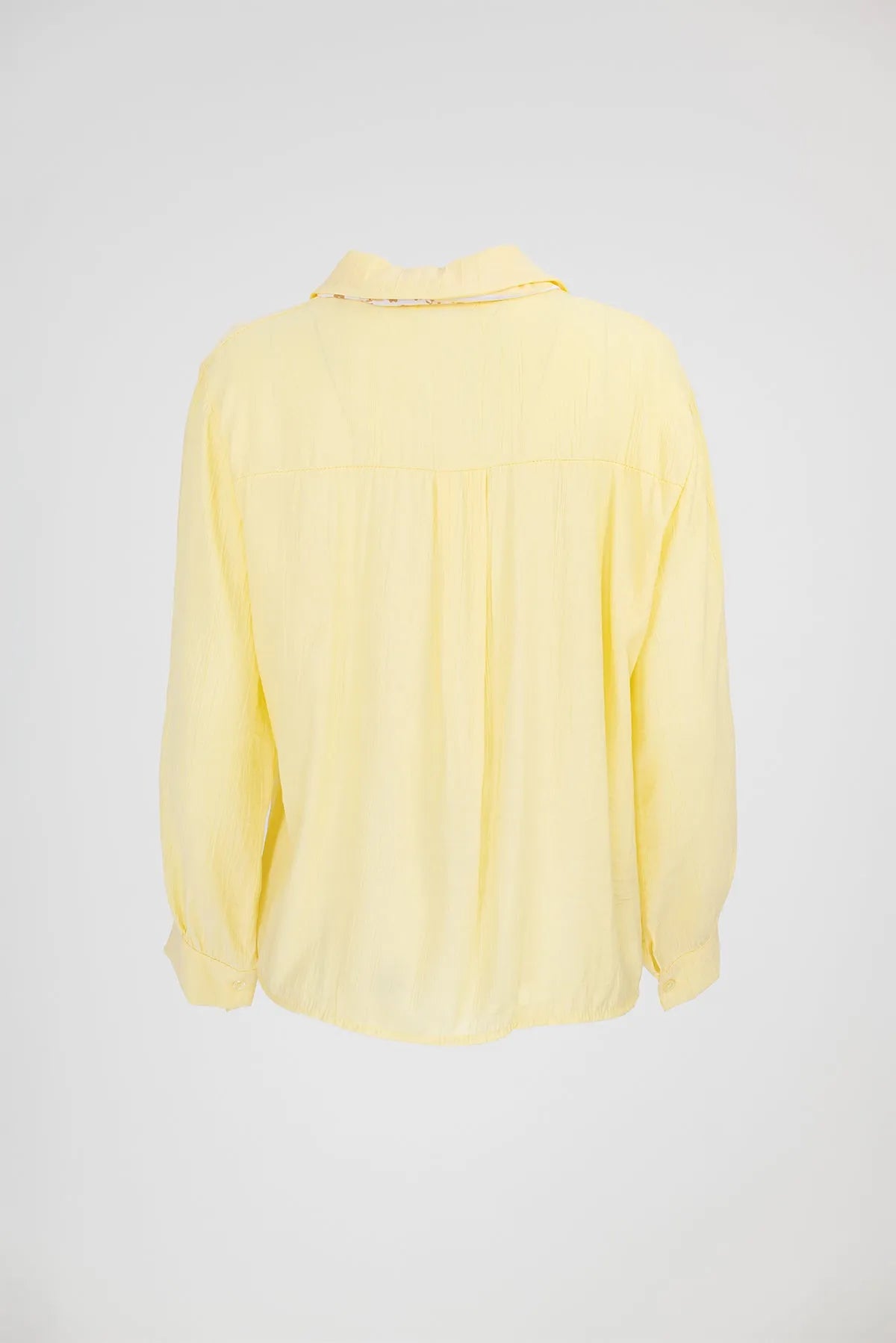 Дамска жълта риза с вратовръзка - Airy Scarf-ризи-6Sense