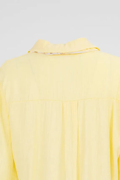 Дамска жълта риза с вратовръзка - Airy Scarf-ризи-6Sense