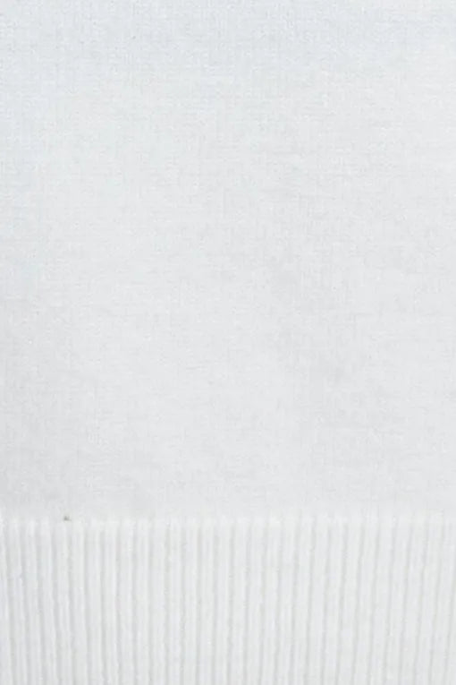 Дамски бял плетен пуловер с апликация мечок - Urban Bear-пуловери-6Sense