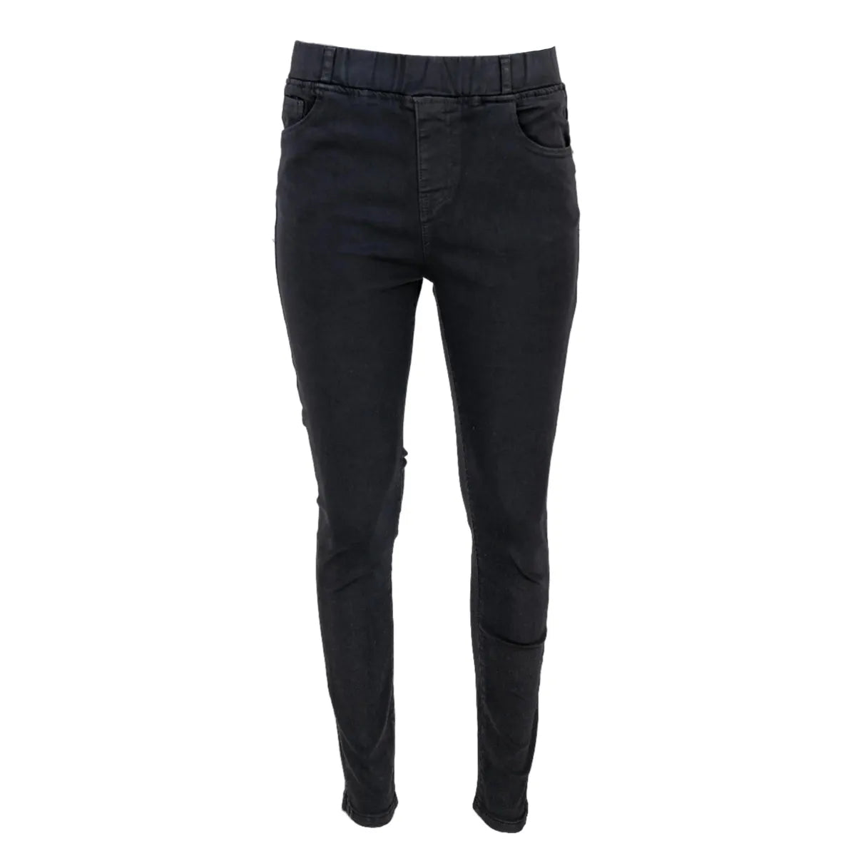 Дамски черни еластични дънки с slim fit кройка, идеални за комфорт и стил в колекция есен-зима.