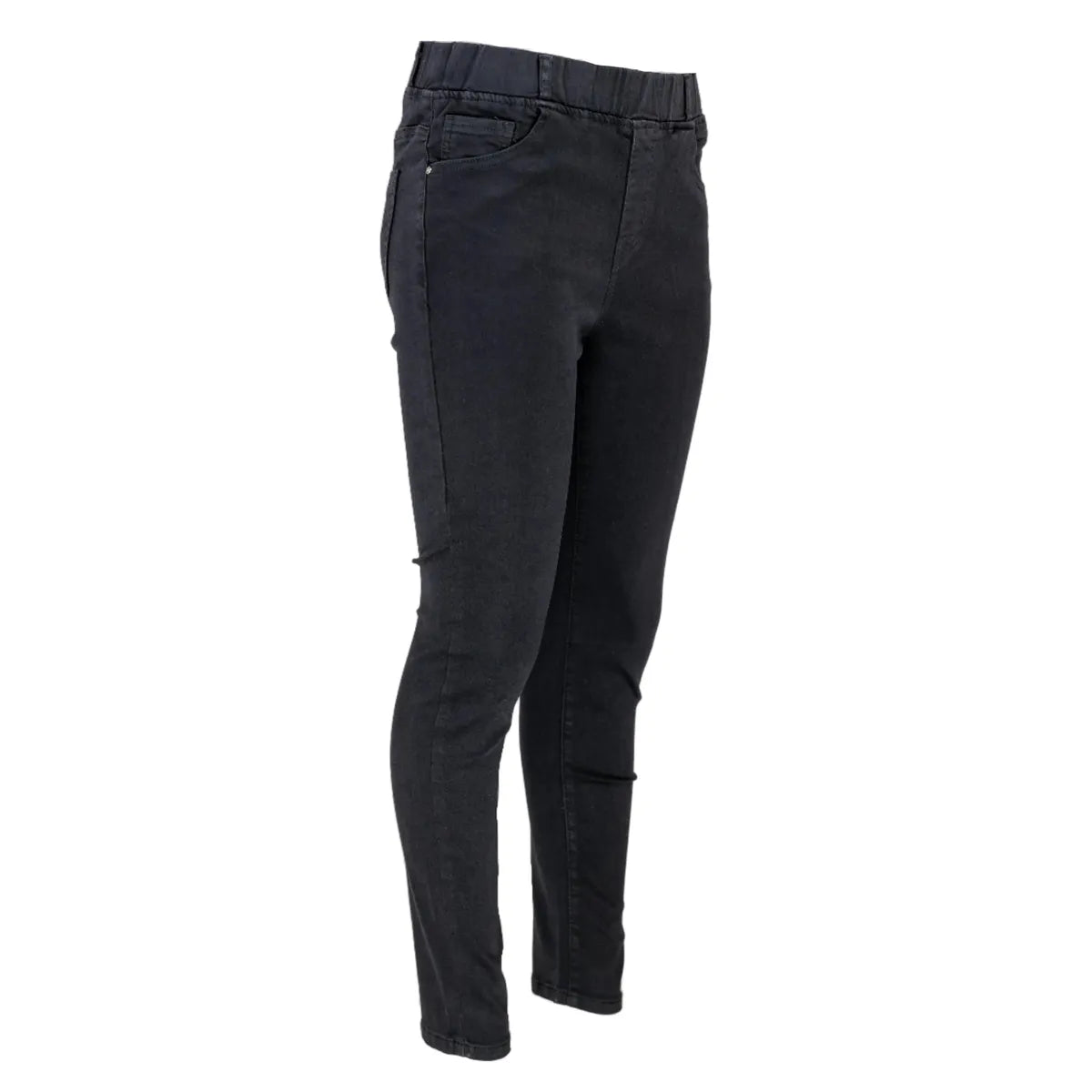 Дамски черни еластични дънки с slim fit кройка, идеални за комфорт и стил през есен-зимния сезон.