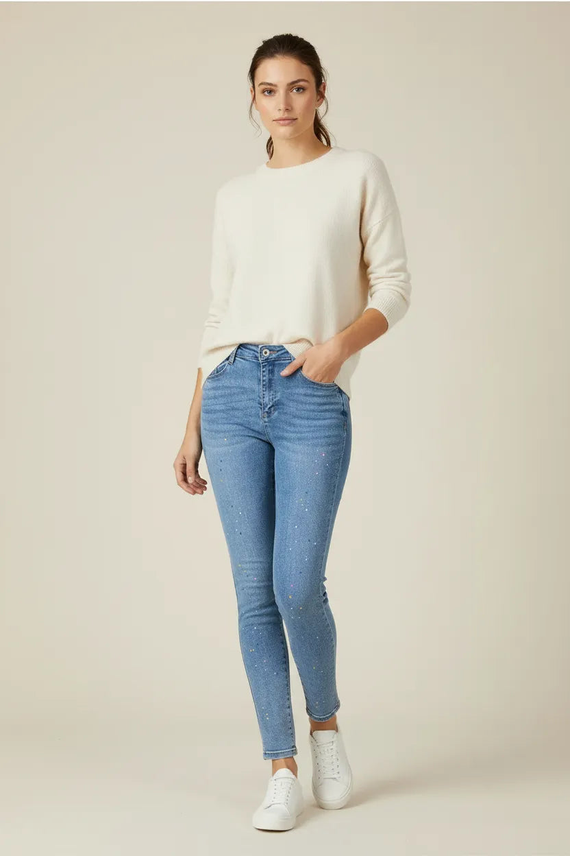 Дамски дънки с повдигащ ефект - Denim Splash-дънки-6Sense