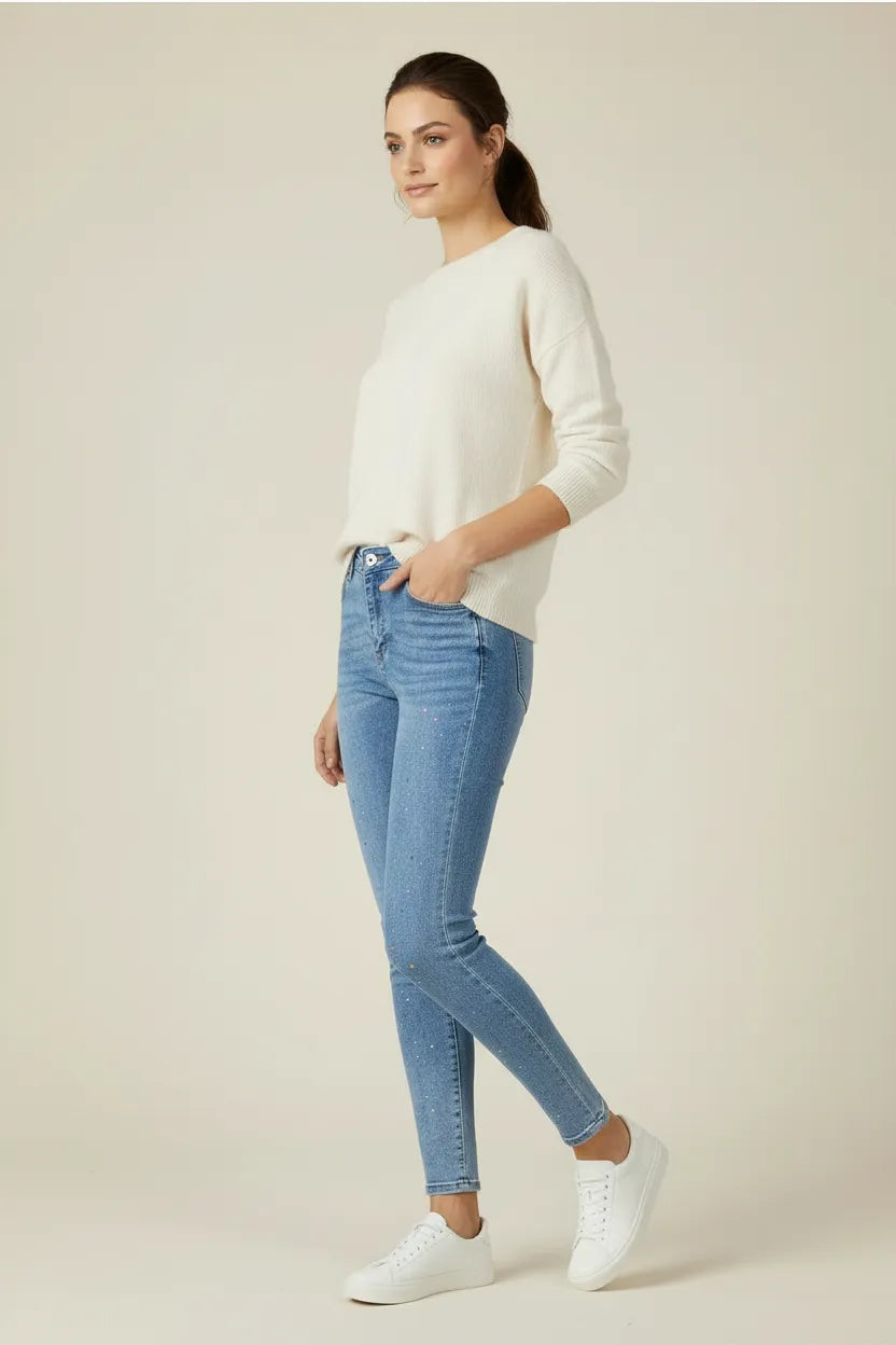 Дамски дънки с повдигащ ефект - Denim Splash-дънки-6Sense