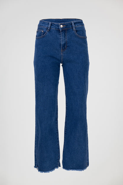 Дамски дънки с разкроен крачол – Blue Raw-дънки-6Sense