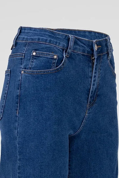 Дамски дънки с разкроен крачол – Blue Raw-дънки-6Sense