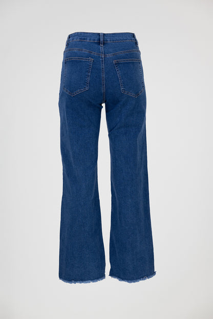 Дамски дънки с разкроен крачол – Blue Raw-дънки-6Sense