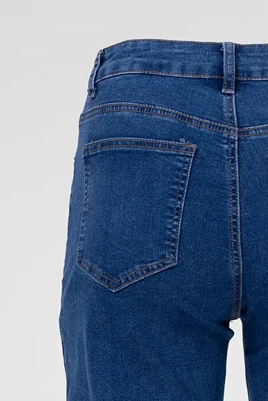 Дамски дънки с разкроен крачол – Blue Raw-дънки-6Sense