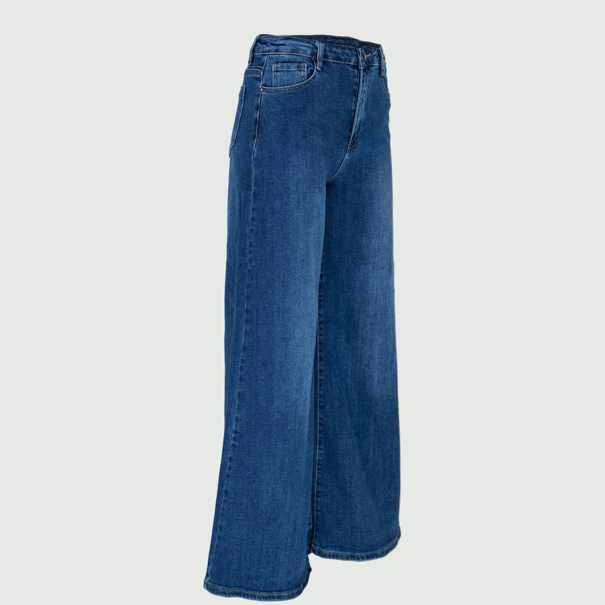 Дамски дънки с широк крачол - Dark blue-дънки-6Sense