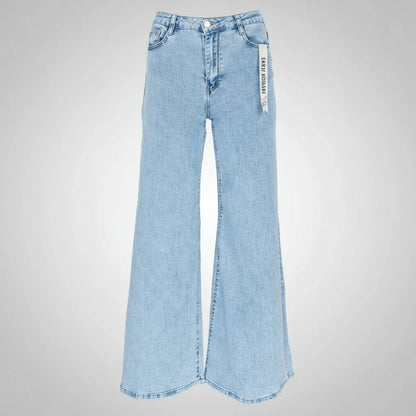 Дамски дънки с широк крачол - Moss Bloom-дънки-6Sense