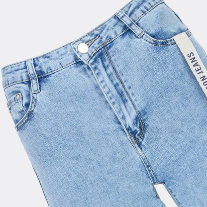 Дамски дънки с широк крачол - Moss Bloom-дънки-6Sense