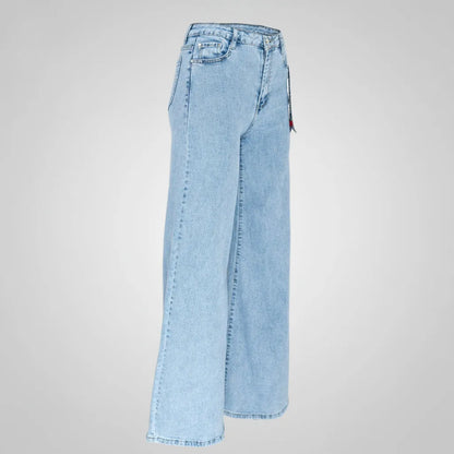 Дамски дънки с широк крачол - Moss Bloom-дънки-6Sense