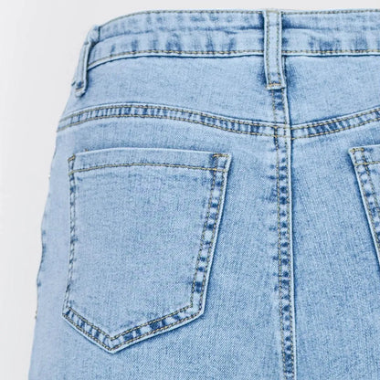 Дамски дънки с широк крачол - Moss Bloom-дънки-6Sense