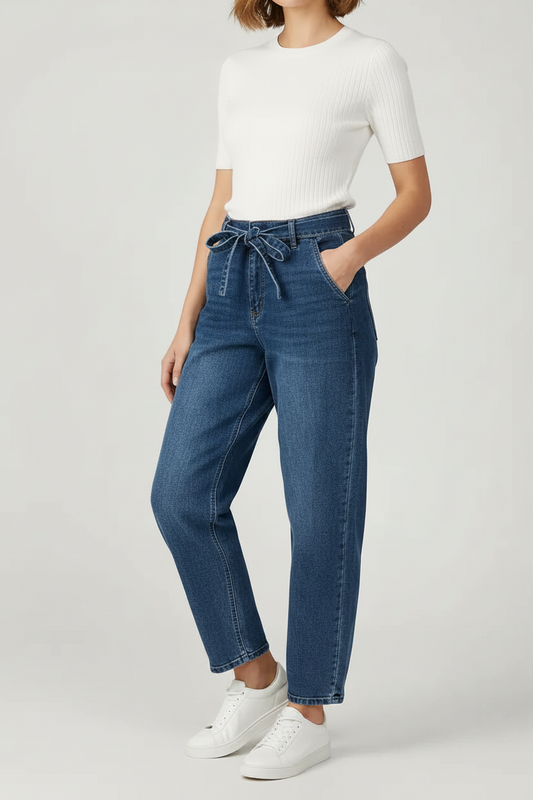 Дамски дънки с висока талия и колан - Urban Tie Jeans