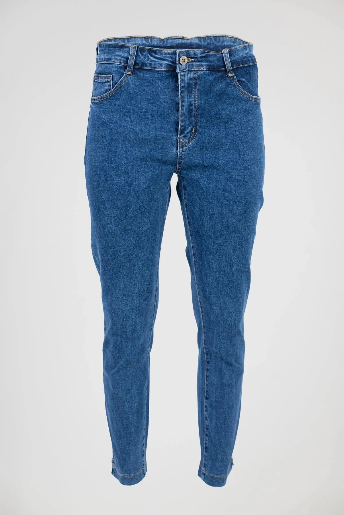 Дамски дънки с висока талия - удобен модел - Classic Fit-дънки-6Sense