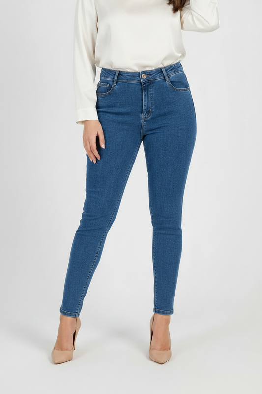 Дамски дънки с висока талия - Plus Size - Classic Fit