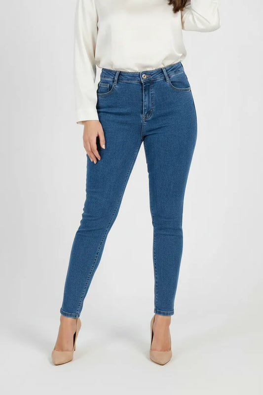 Дамски дънки с висока талия - Plus Size - Classic Fit-дънки-6Sense