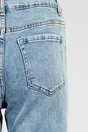 Дамски дънки със светъл деним и флорална бродерия - Denim flower-дънки-6Sense