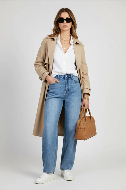 Дамски дънки - светлосини с висока талия - Urban Denim-дънки-6Sense