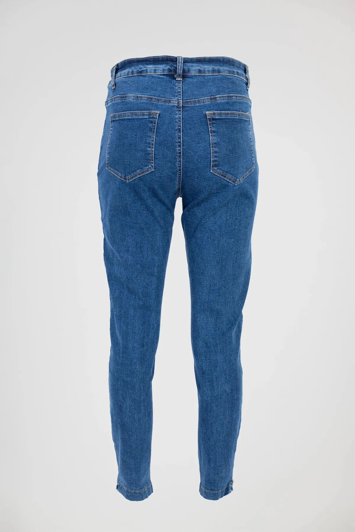 Дамски дънки с висока талия - удобен модел - Classic Fit-дънки-6Sense