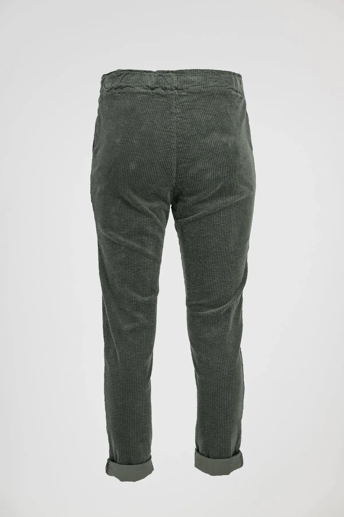 Дамски джинси Forest Cord – горско зелен кадифен комфорт-джинси-6Sense