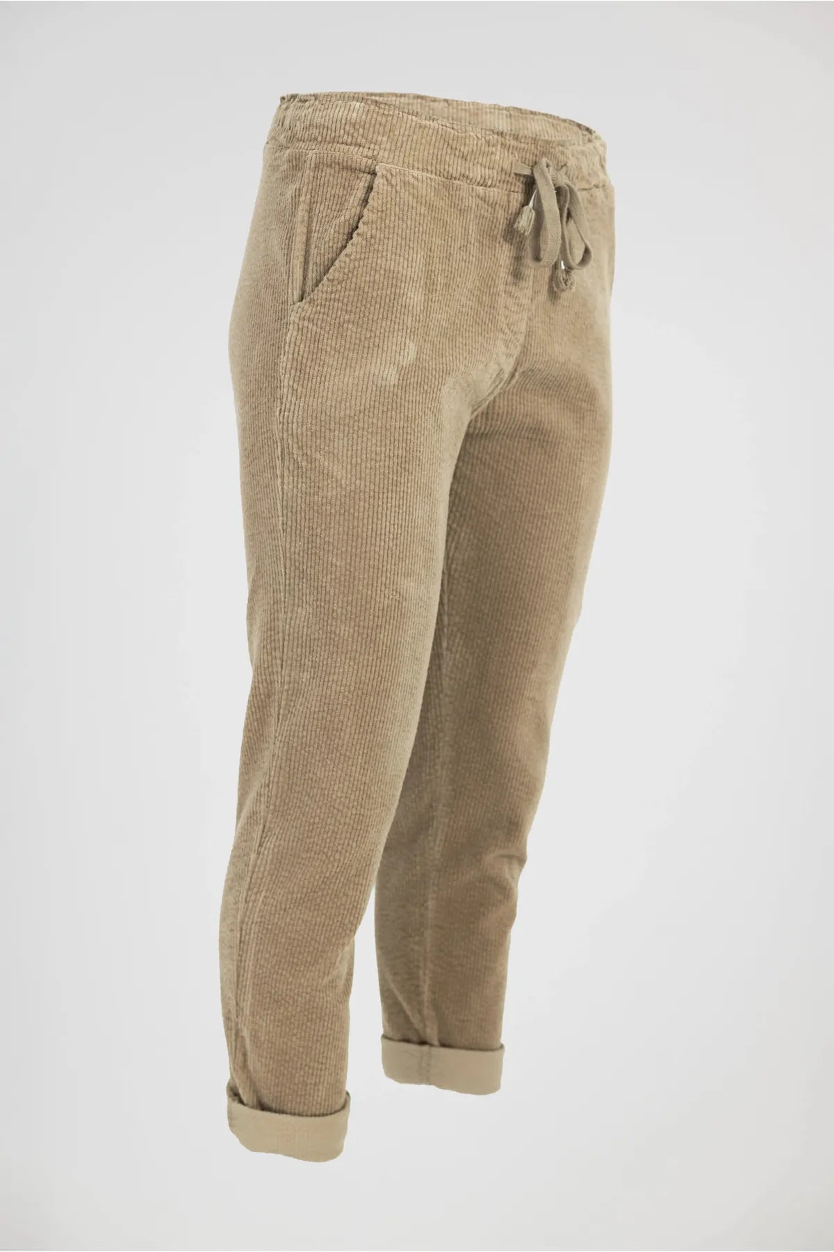 Дамски джинси - Sand Cord – бежов кадифен комфорт-джинси-6Sense