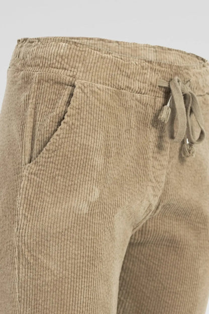 Дамски джинси - Sand Cord – бежов кадифен комфорт-джинси-6Sense