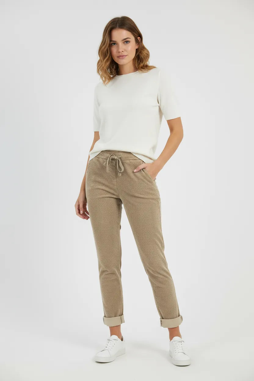 Дамски джинси - Sand Cord – Plus Size-джинси-6Sense
