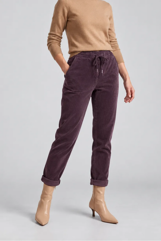 Дамски джинси в цвят слива – Plum Corduroy-джинси-6Sense